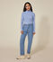 Damen-Rollkragenshirt "L'Iconique mit Zierstrick blau SKY CHINE
