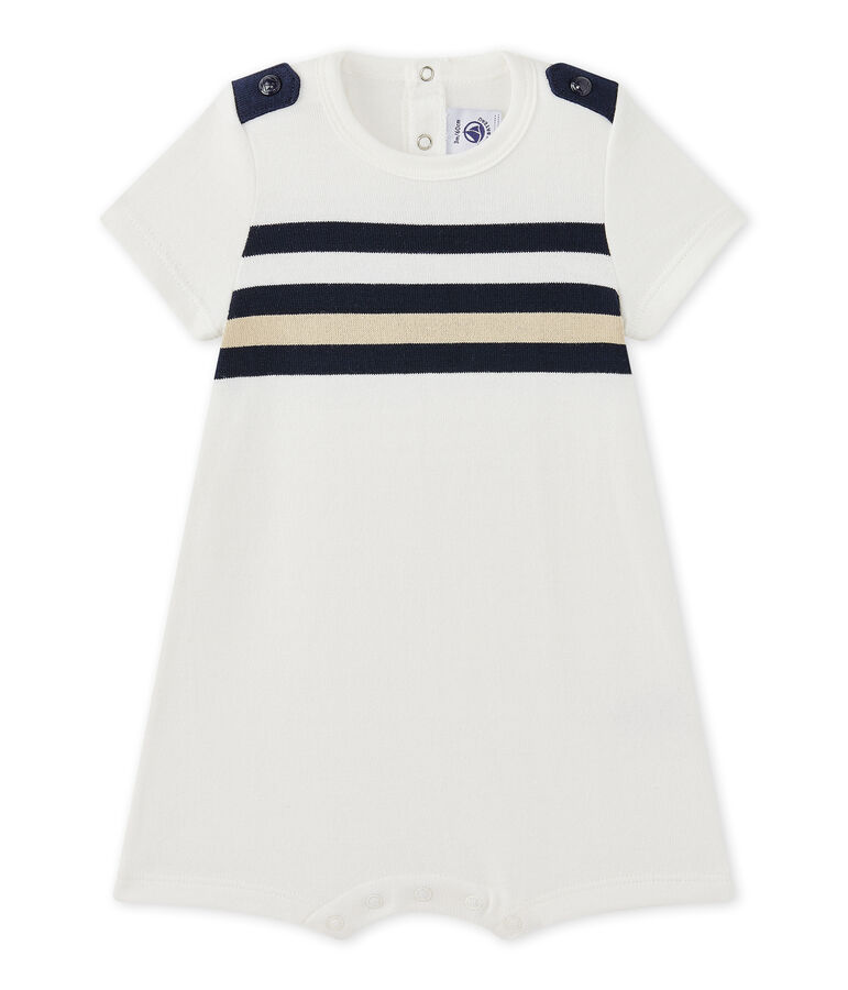 Kurzer Baby-Jungen-Einteiler weiss/vielfarbig