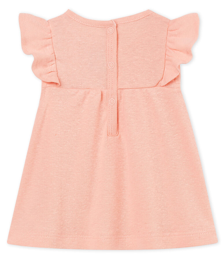 Kurz&auml;rmelige baby-bluse aus baumwolle/leinen m&auml;dchen rosa