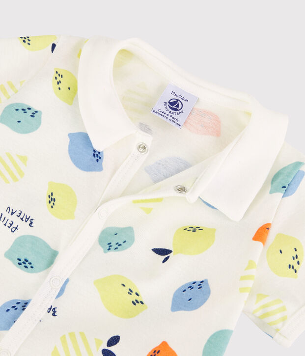Baby-Einteiler aus Bio-Baumwolle mit Zitronen-Motiv weiss/vielfarbig
