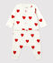 Dreiteiliges Baby-Set aus Bio-Baumwolle mit rotem Herzmuster weiss MARSHMALLOW/rot TERKUIT