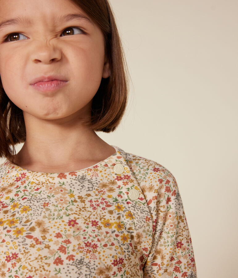 Lang&auml;rmeliges Kinder-Kleid aus Doppeljersey f&uuml;r M&auml;dchen naturfarben/vielfarbig