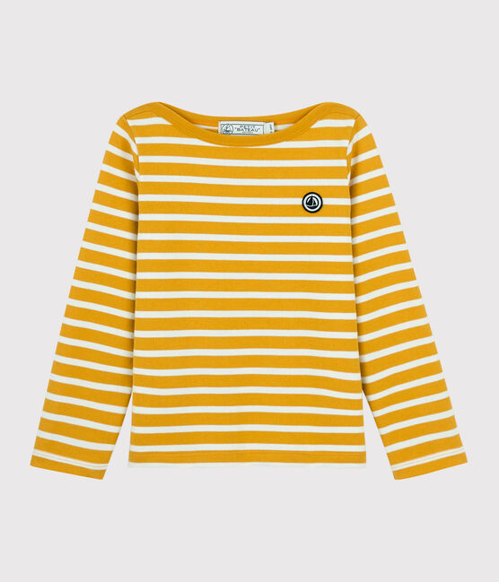 Kinder-Streifenshirt aus Baumwolle für Mädchen / Jungen gelb BOUDOR/weiss MARSHMALLOW