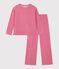 Damen-Pyjama aus einfarbigem Feincord rosa