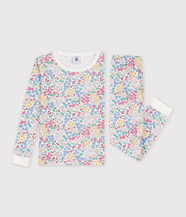 Eng anliegender Kinder-Pyjama aus gemusterter Baumwolle vielfarbig/rosa/vielfarbig
