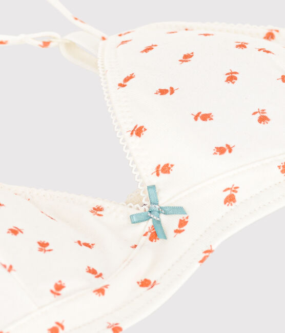 BH mit Pads aus Baumwolle und Elastan mit Blumenmotiv für Mädchen weiss MARSHMALLOW/weiss MULTICO