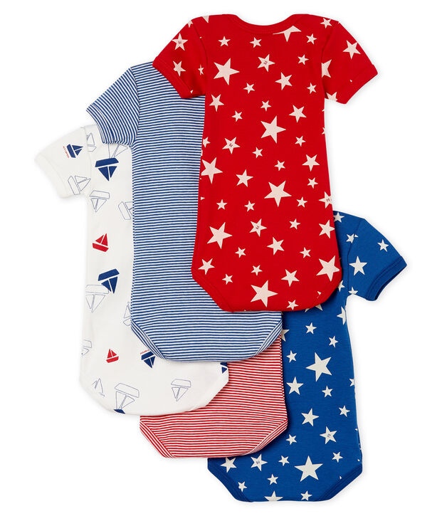 5er-Set kurz&auml;rmelige Baby-Bodys f&uuml;r Jungen vielfarbig