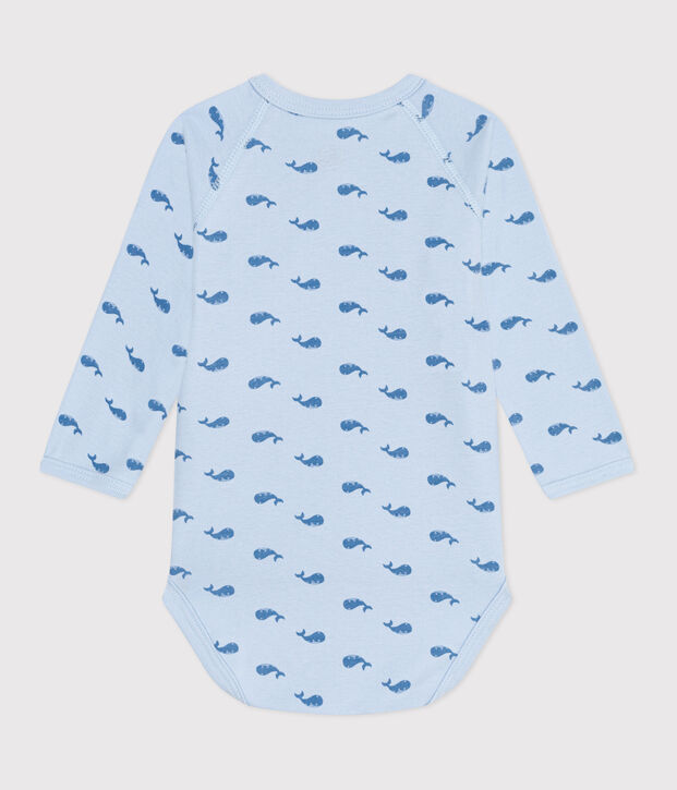 Lang&auml;rmeliger Wickelbody aus Baumwolle blau/blau