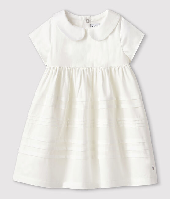 Baby-Festtagskleid aus Satin für Mädchen. weiss MARSHMALLOW