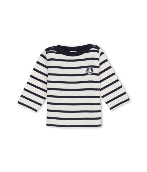 Ikonisches Baby-Streifenshirt Unisex weiss/blau