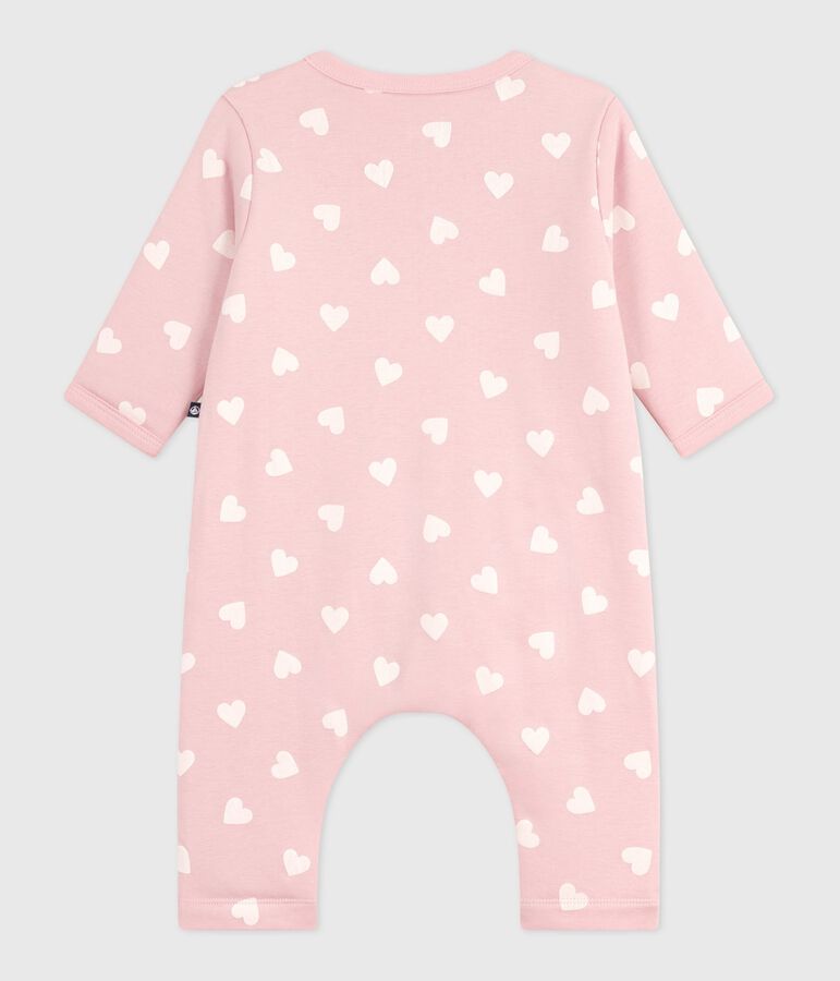 Wattierter Baby-Overall aus Baumwolle mit Herzmotiv rosa/naturfarben