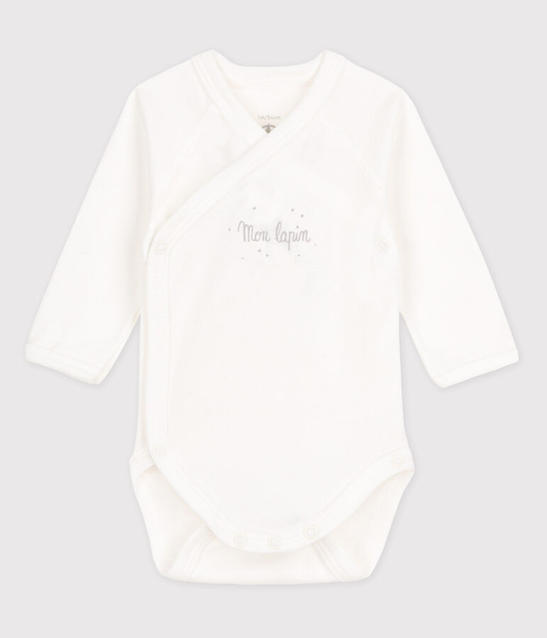 Kurz&auml;rmeliger Baby-Body in Wickelform M&auml;dchen weiss