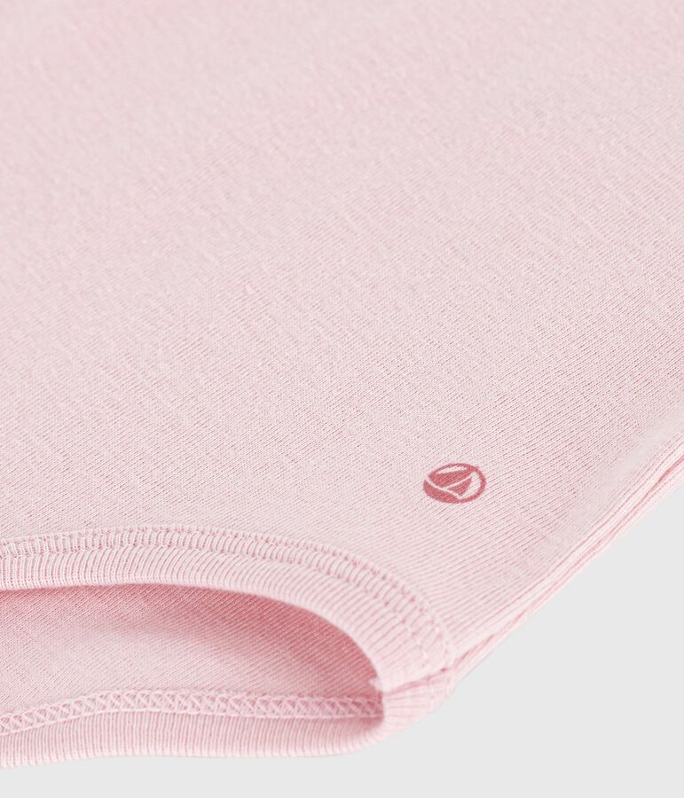 Baby-Body mit Rollkragen aus einfarbiger Baumwolle rosa JOLI