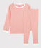 Kinderpyjama aus Bio-Baumwolle mit Ringelstreifen rosa PAPAYE/ MARSHMALLOW