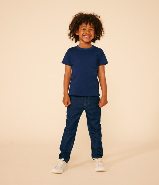 T-Shirt aus geflammtem Jersey Kinder/Jungen blau MEDIEVAL