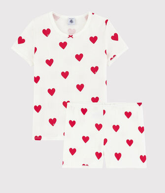 Kinder- Shorts Pyjama aus Baumwolle mit Herzmuster