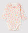Geblümter Baby-Body für Mädchen mit Kragen aus Rippstrick weiss MARSHMALLOW/weiss MULTICO