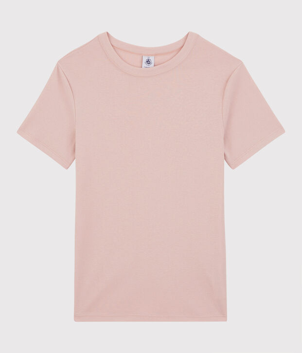 Klassisches Damen-T-Shirt aus Baumwolle mit Rundhalsausschnitt rosa
