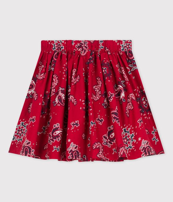 Kinderrock aus Popeline mit Muster für Mädchen rot TERKUIT/weiss MULTICO