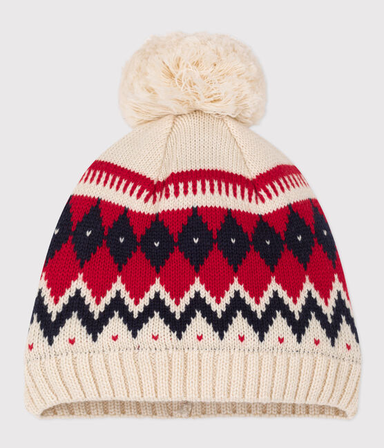 Baby-Mütze aus Jacquard-Wollstoff weiss AVALANCHE/ MULTICO