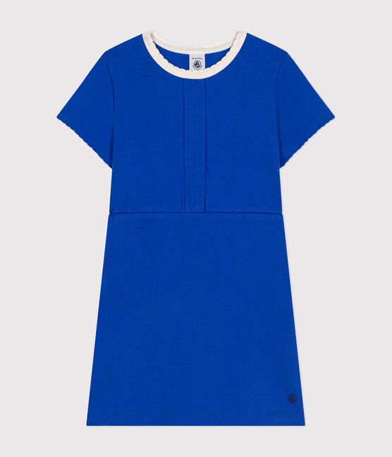 Kurzärmeliges Kinder-Kleid aus Baumwolle für Mädchen blau CALVIN