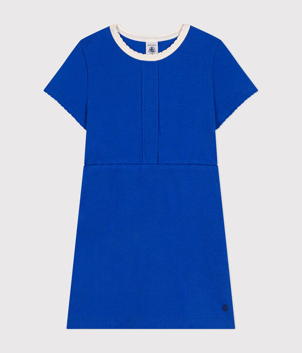 Kurz&auml;rmeliges Kinder-Kleid aus Baumwolle f&uuml;r M&auml;dchen blau