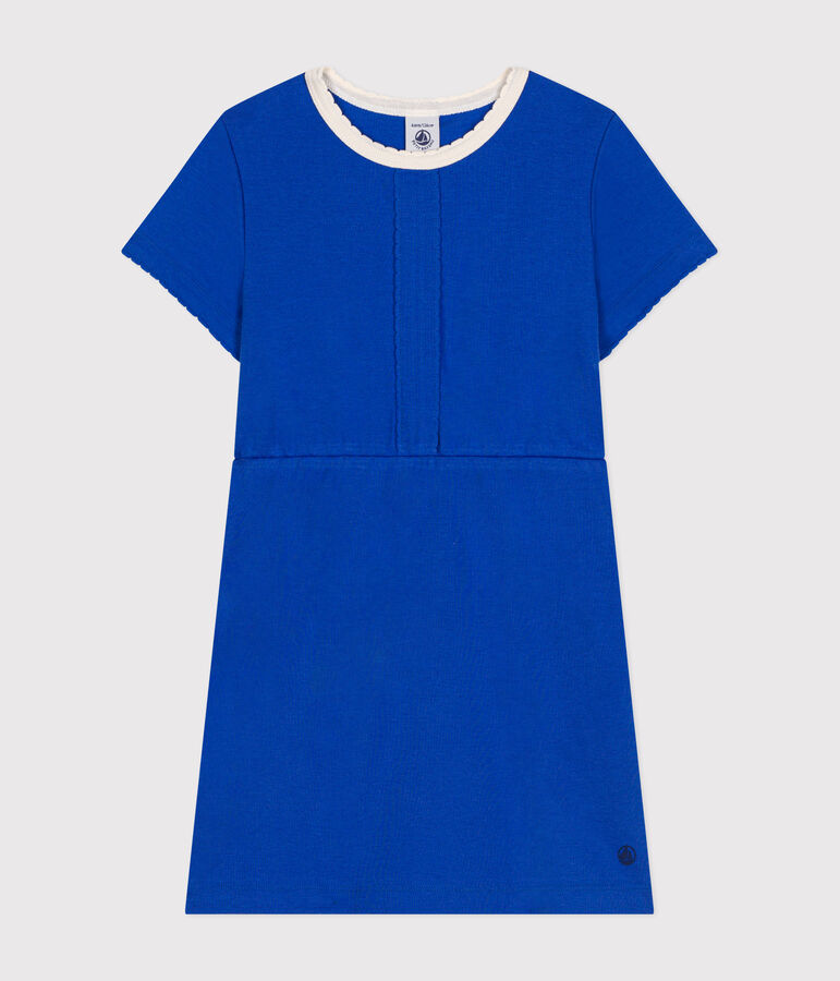 Kurz&auml;rmeliges Kinder-Kleid aus Baumwolle f&uuml;r M&auml;dchen blau CALVIN