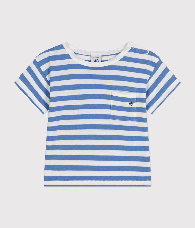 Kurz&auml;rmeliges Baby-T-Shirt aus Jersey blau/weiss