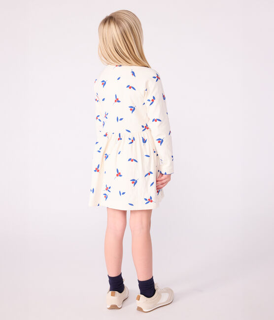 Langärmeliges Kinder-Kleid aus Baumwolle MILK/ MULTICO