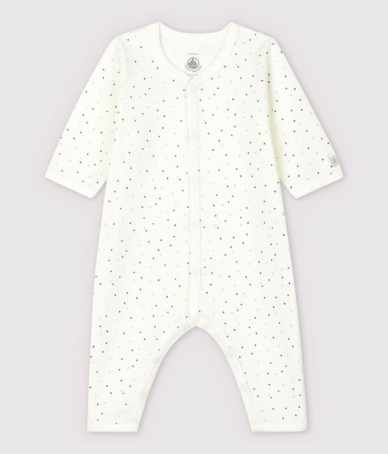 Fußloser Baby-Strampler in Weiß aus Bio-Baumwolle und mit Sternen-Motiv weiss MARSHMALLOW/weiss MULTICO