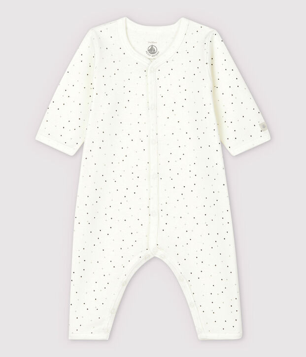 Fu&szlig;loser Baby-Strampler in Wei&szlig; aus Bio-Baumwolle und mit Sternen-Motiv weiss/vielfarbig