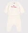 Zweiteiliges Baby-Set aus Woll- und Baumwoll-Strick weiss MARSHMALLOW