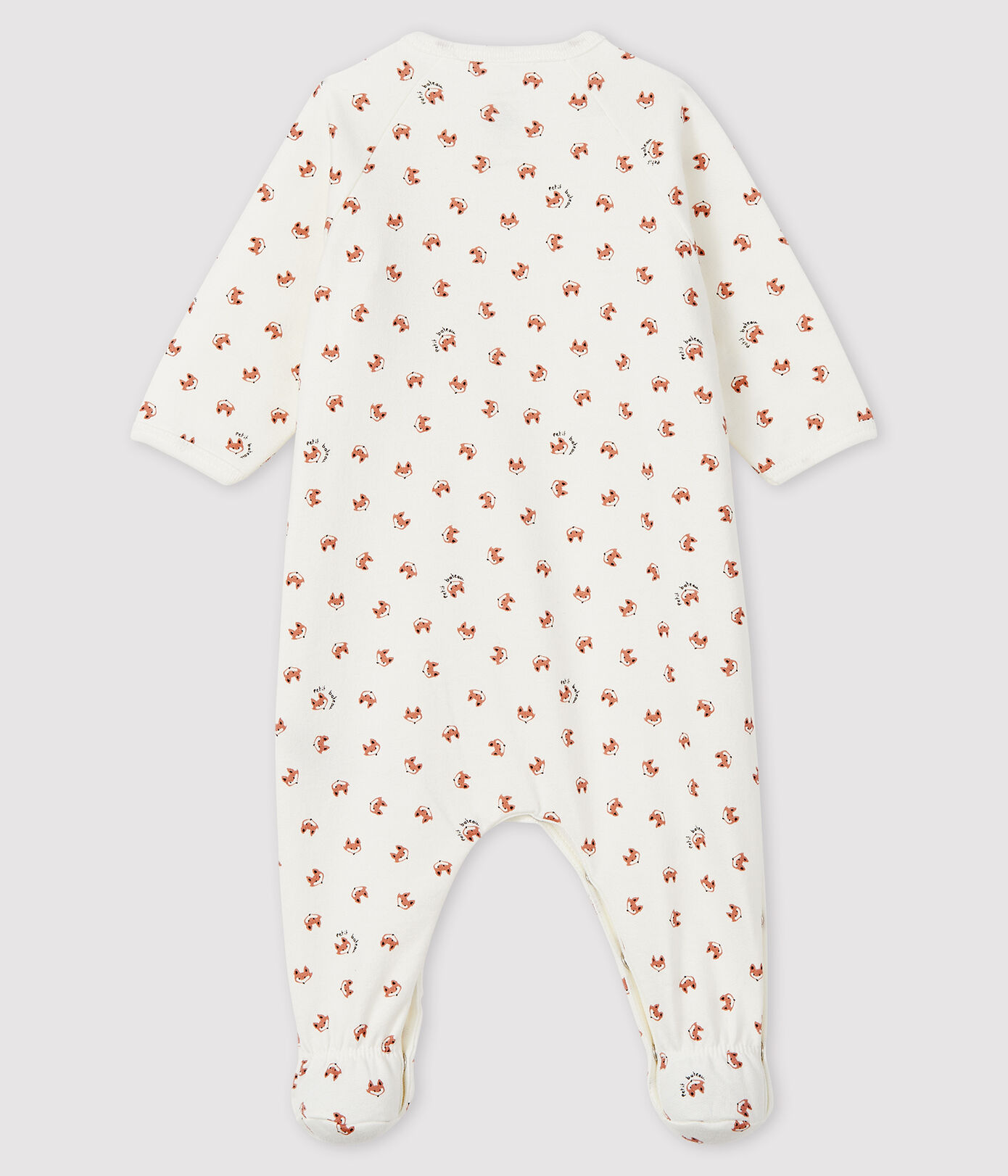 Baby-Strampler aus Molton mit Fuchsmotiv MARSHMALLOW/MULTICO | Petit Bateau