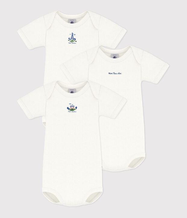 Set kurz&auml;rmeliger Baby-Bodys aus einfarbiger Baumwolle vielfarbig