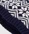 Baby-Mütze aus Jacquard-Wollstoff blau SOIR/ MARSHMALLOW