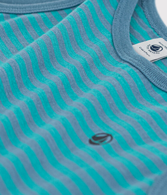 Gestreiftes Kinderkleid aus Baumwolle für Mädchen grün LAVIS/blau VERDE