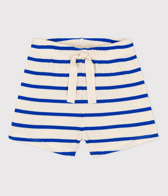 Baby-Shorts aus gestreiftem Rippstrick blau AVALANCHE/weiss PERSE
