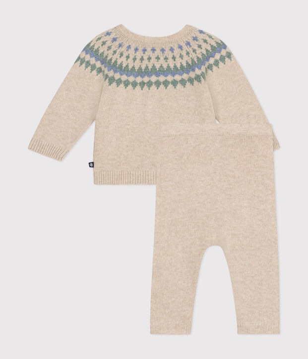 2-teiliges Baby-Strickset naturfarben/vielfarbig