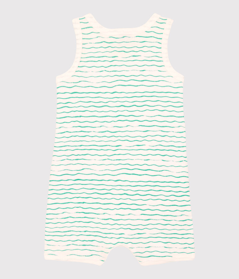 Baby-Einteiler aus Baumwolle mit Wellen-Motiv weiss/gr&uuml;n