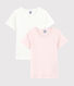 2er-Set kurzärmelige T-Shirts aus Bio-Baumwolle mit Lochstickerei für Mädchen