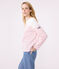 Langärmeliges Damen-T-Shirt "Marinière" aus Baumwolle weiss MARSHMALLOW/rosa CHARME