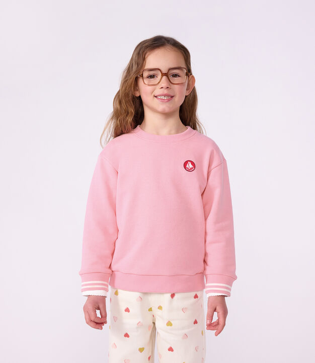 Kinder-Sweatshirt aus einfarbiger Baumwolle rosa