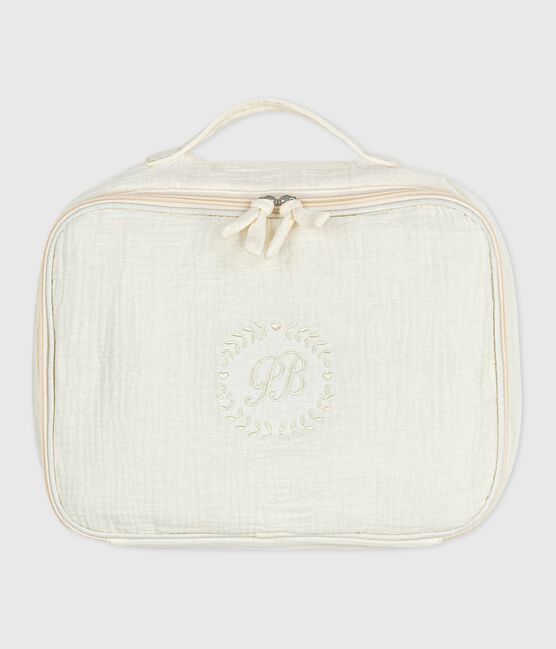 Newborn-Köfferchen aus besticktem Musselin-Stoff weiss MARSHMALLOW