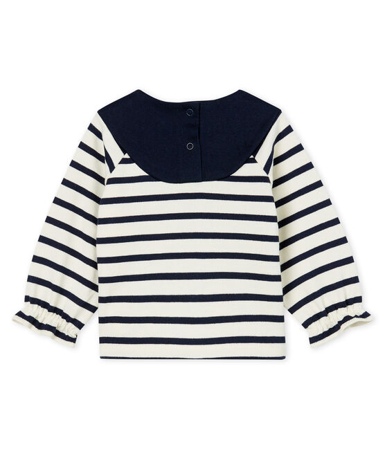 Neu interpretiertes Baby-Streifenshirt für Mädchen beige COQUILLE/blau SMOKING CN