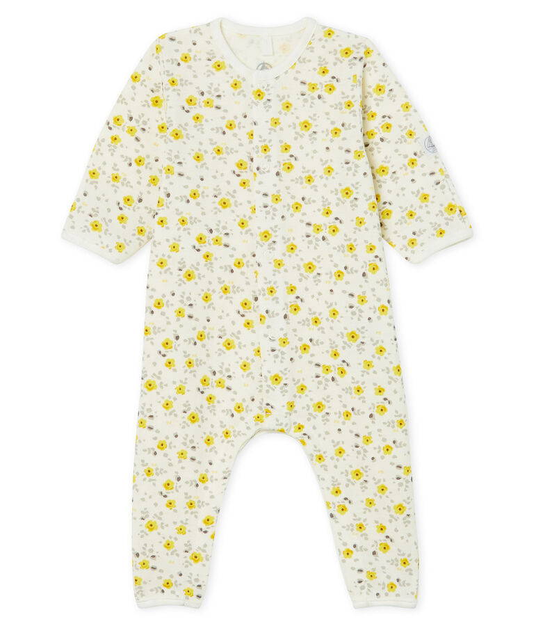 Langer Baby-Overall aus Wolle und Baumwolle weiss/vielfarbig