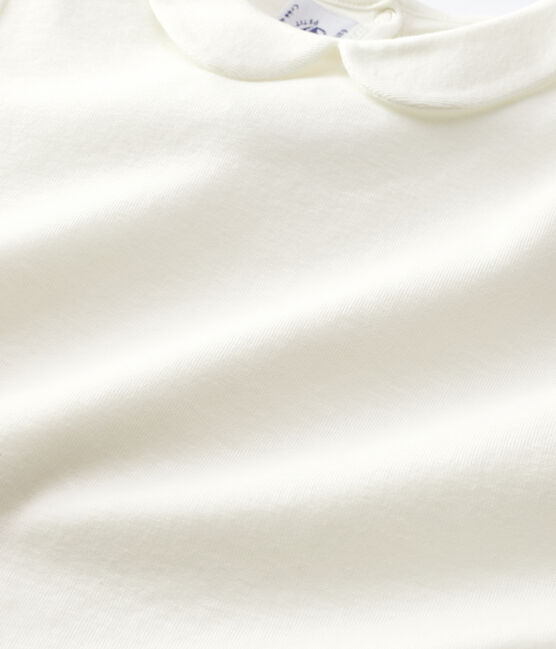 Kurzärmliges Kinder-T-Shirt aus Baumwolle für Mädchen weiss MARSHMALLOW