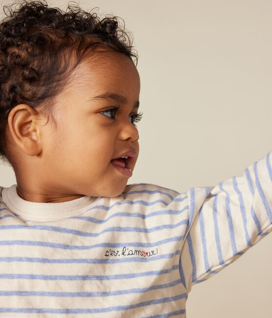 Langärmeliges Baby-T-Shirt aus Doppeljersey weiss AVALANCHE/ SKY CHINE