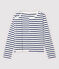 Cardigan aus gestreifter Baumwolle/Leinen Damen weiss MARSHMALLOW/blau MEDIEVAL