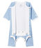 Bodyjama ohne Füße aus Rippstrick für Mädchen blau ACIER/weiss MARSHMALLOW