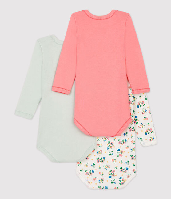 3er-Set langärmelige Baby-Bodys aus Bio-Baumwolle mit Blumenmuster für Mädchen variante 1